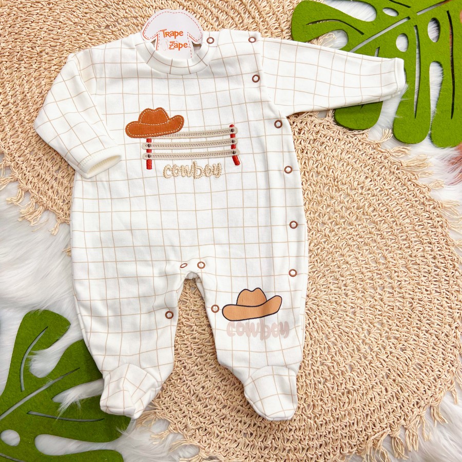 Macacão Malha Trape Zape - Cowboy - Areia e Off White